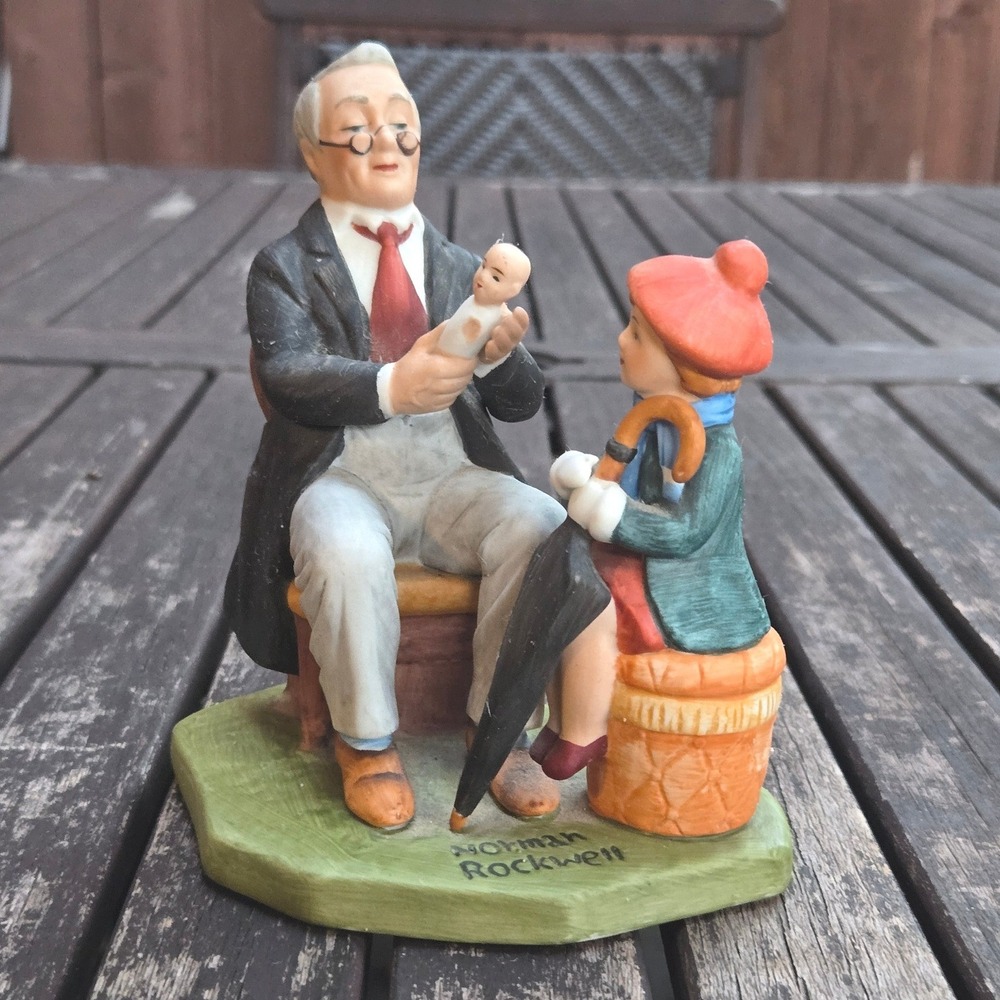 Vintage Norman Rockwell Collectors Club The Doctor and The Doll Figurine 1982